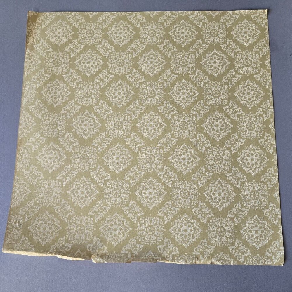 Vintage Wallpaper Sample Sheet Geometric Medallion Demask Crafting Ephemera - Picture 2 of 10